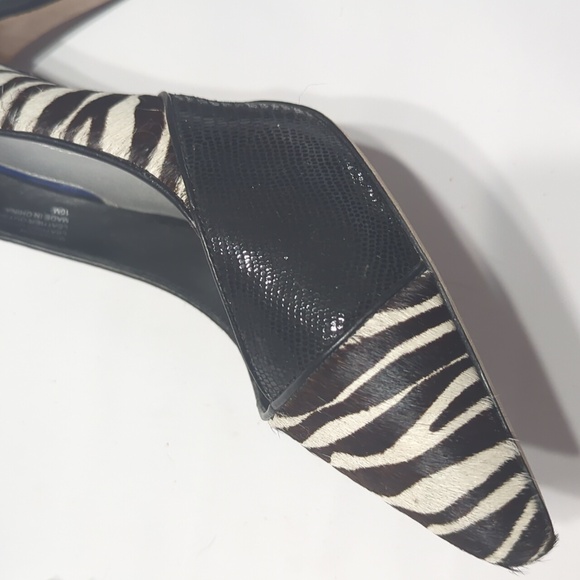 White House Black Market Zebra Print Calf Hair Stiletto Pointed Toe Heel Size 10 - Picture 11 of 11